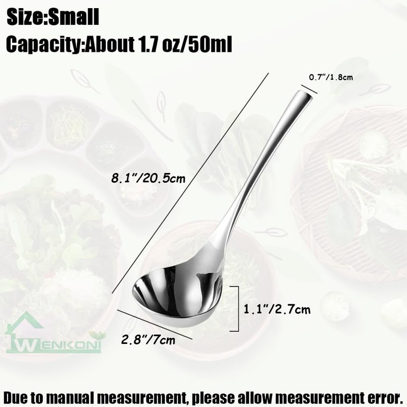 Wenkoni Small Soup Ladle Sauce ladle Gravy Soup Spoon Ladle  1 Pack Hollow handle SUS 304 Stainless Steel 8 Ladle (Color:Silver). - Image 2